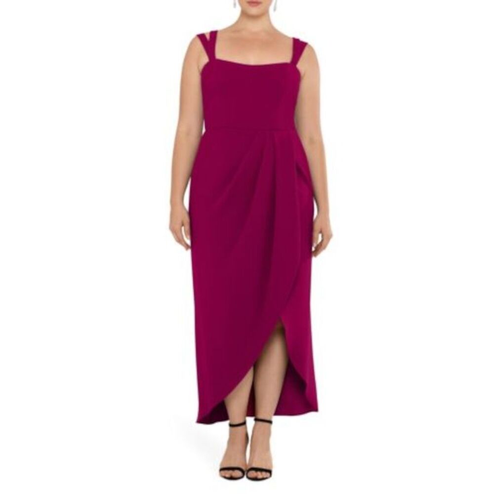 XSCAPE Womens Pink Slitted Sleeveless Scoop Neck Maxi Evening Sheath Dress 4